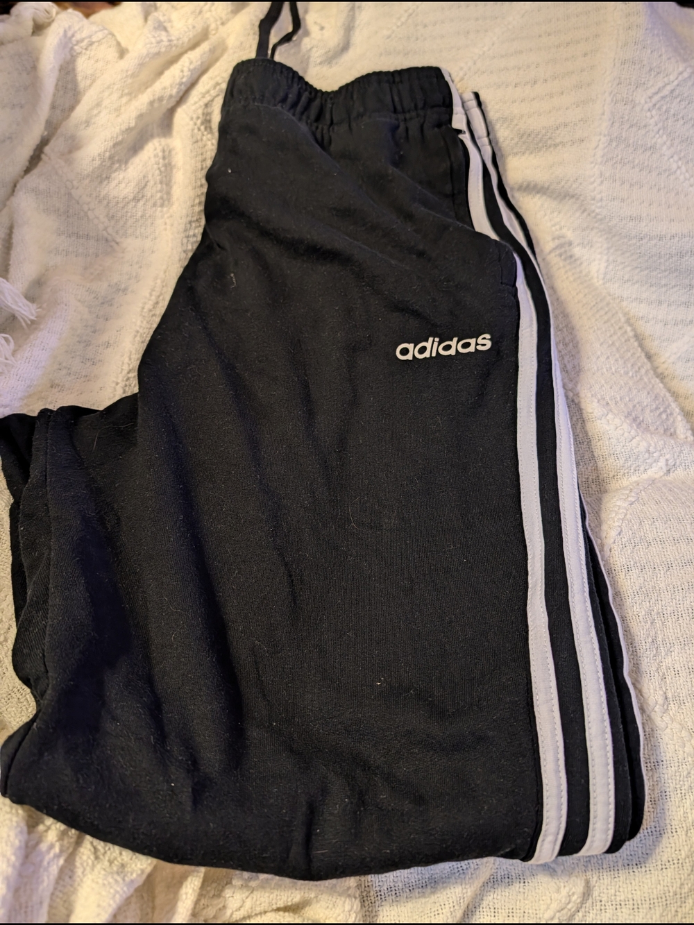 adidas Black Track Pants with White Side Stripes